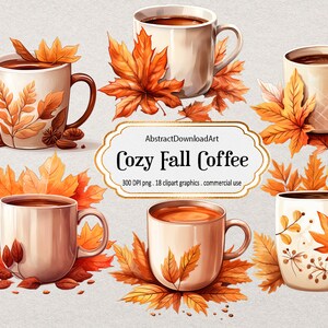 Cozy Fall Coffee Clipart Autumn Café Autumn Leaf Digital - Etsy