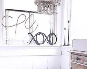 Large XOXO Love Valentines Words Wood Cut Wall Art Sign Décor
