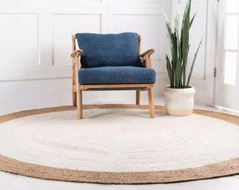 Handmade Round Jute Rug | Braided Boho Farmhouse Style
