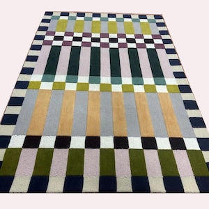 Hand Tufted Wool Area Rug: Multicolor Contemporary Carpet