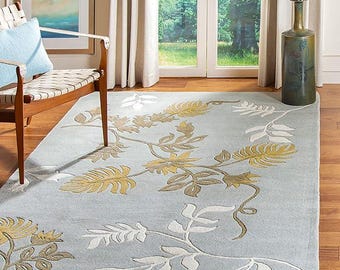 Hand-Tufted Grey Wool Rug: Modern Living Room Carpet