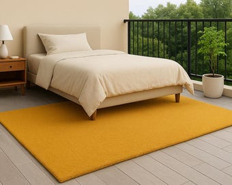 Hand Tufted Wool Rug: Mustard Gold Modern Carpet