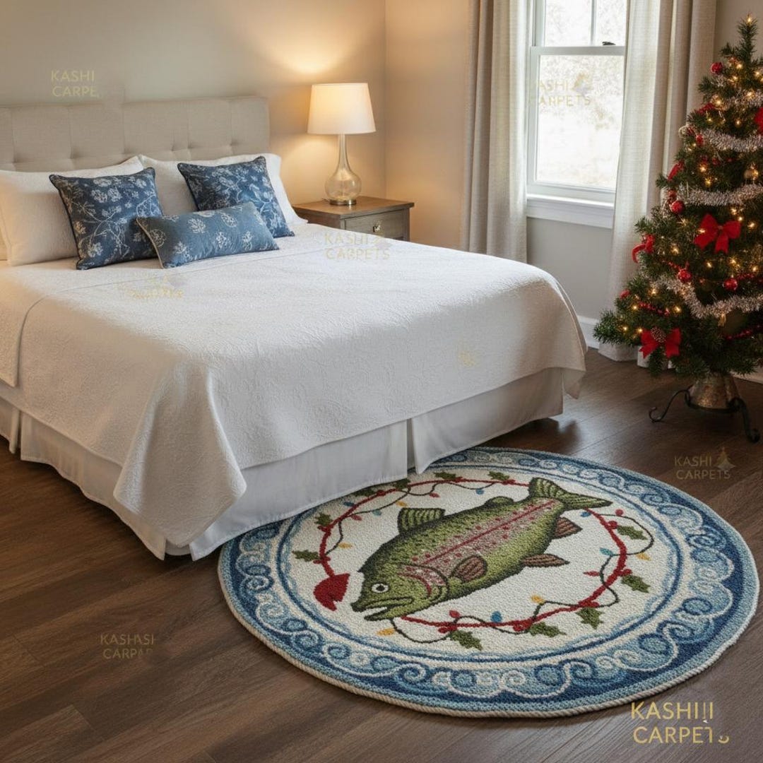Hand Tufted Wool Rug: Trout Fish Design, Christmas Decor - Etsy