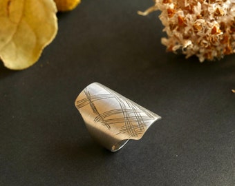 Ring silver blackened unique piece