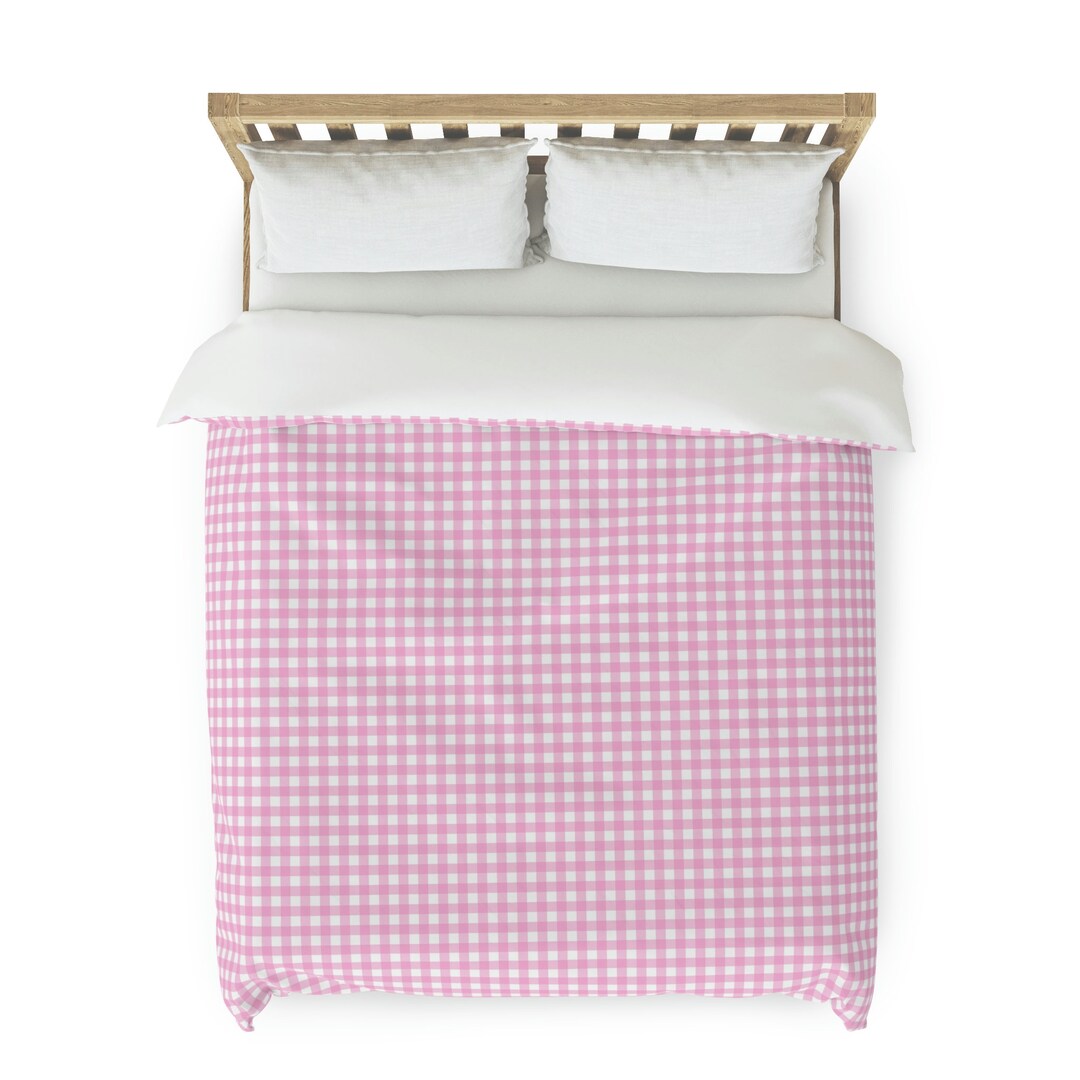 Pink Gingham Duvet Cover Girly Duvet Cover Pink Preppy Style Etsy
