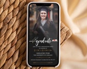 Grad Party Evite with Photo, Modern Graduation Evite, Editable Text Message Invitation , digital graduation party evite template download G2