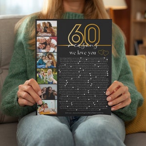 60th Birthday Photo Poster: 60 Reasons We Love You (CANVA Template)