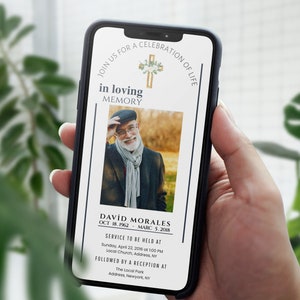 Moderne Digitale Foto Beerdigung Einladung Vorlage, E-invite Beerdigung Foto elektronische Erinnerung Invite digitale Beerdigung Ankündigung Evite