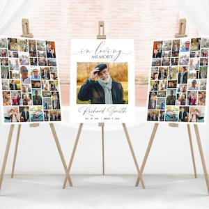 Set Celebration of Life Funeral Photo Collage Sign, Set Templates, Funeral Welcome Sign Template, In Loving Memory, Memorial Poster,10 Sizes