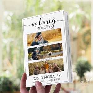 Beerdigung Gedenkprogramm Vorlage, Collage Trauerprogramm, Minimale Trauerfeier, In liebevoller Erinnerung, Feier der Lebensmitteilung F25