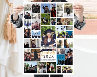 Editable Graduation Photo Collage Poster, 8 Sizes (16x20''-18x24''-24x36''-20x30'') 35 Photos Squares Collage Template, Storyboard Templates