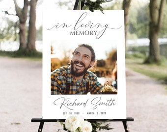 Funeral Memorial Sign , Celebration Of Life Welcome, Memorial poster, 9 Different Size,  Editable Canva Template, INSTANT Download F30