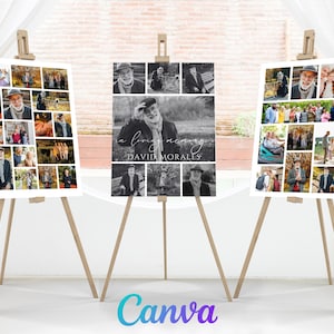 Black and White Funeral Welcome Sign, Funeral Collage Templates Sets, Celebration of life , Memorial set poster, Funeral Announcement Poster