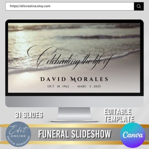 Sea and Beach Funeral Slideshow Template, Memorial Video, Celebration of Life Presentation, Organize Yourself Funeral Photo Tribute, Sunset
