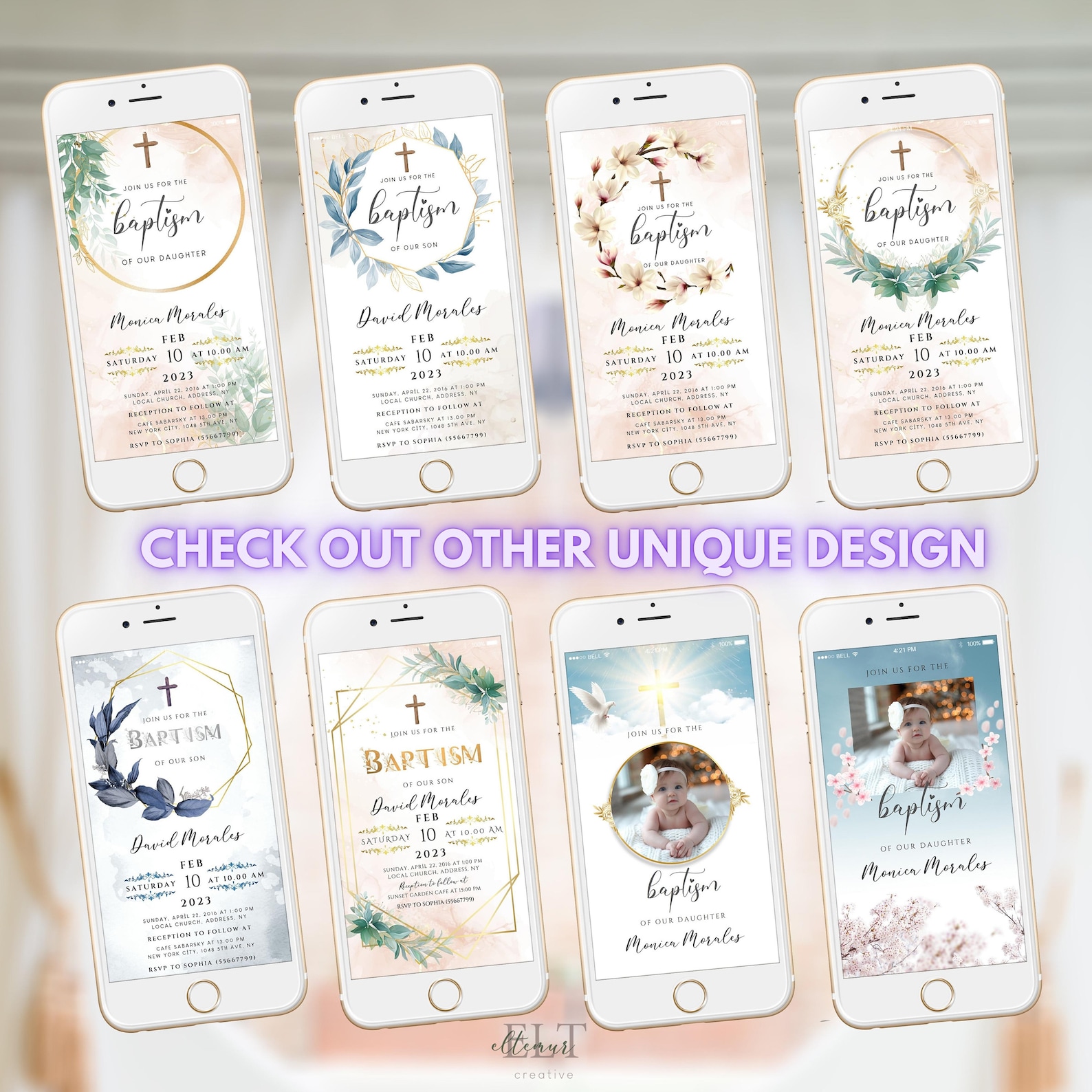 Baptism Video Invitation, Upload Photo Evite, Christening Invite