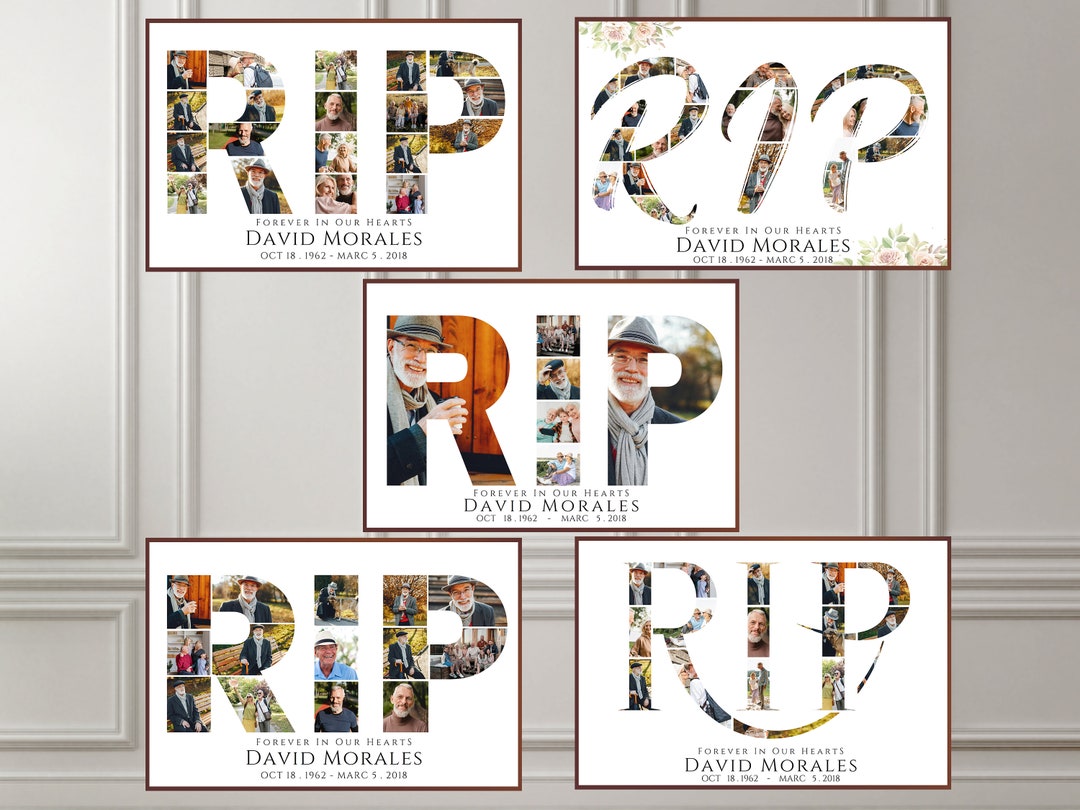 Funeral Collage Posters With RIP Text and Photos, Funeral Posters ...
