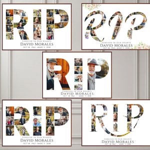 Funeral Collage Posters With RIP Text and Photos, Funeral posters available in 3 different sizes (36&#39;&#39;x24&#39;&#39; - 24&#39;&#39;x18&#39;&#39; - 20&#39;&#39;x16&#39;&#39;)