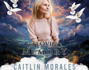 A Heavenly View and White Doves, In Loving Memory PNG, Memorial Background EDITABLE Template, Rest in Peace, CANVA, Digital File 9