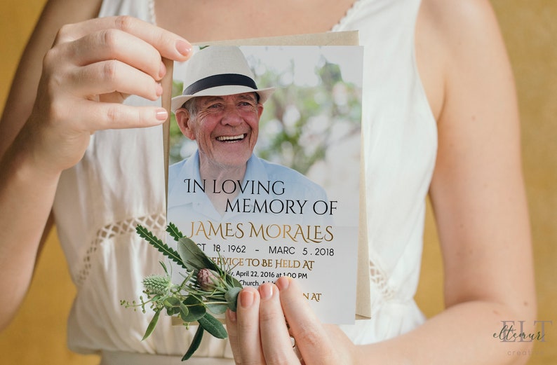 Funeral Invitation Card Template Large Photo Celebration of - Etsy