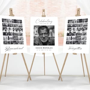 Funeral Photo Collage Sign Set Templates, Funeral Welcome Sign Template, Celebration of Life, In Loving Memory, Memorial Poster Size, CANVA