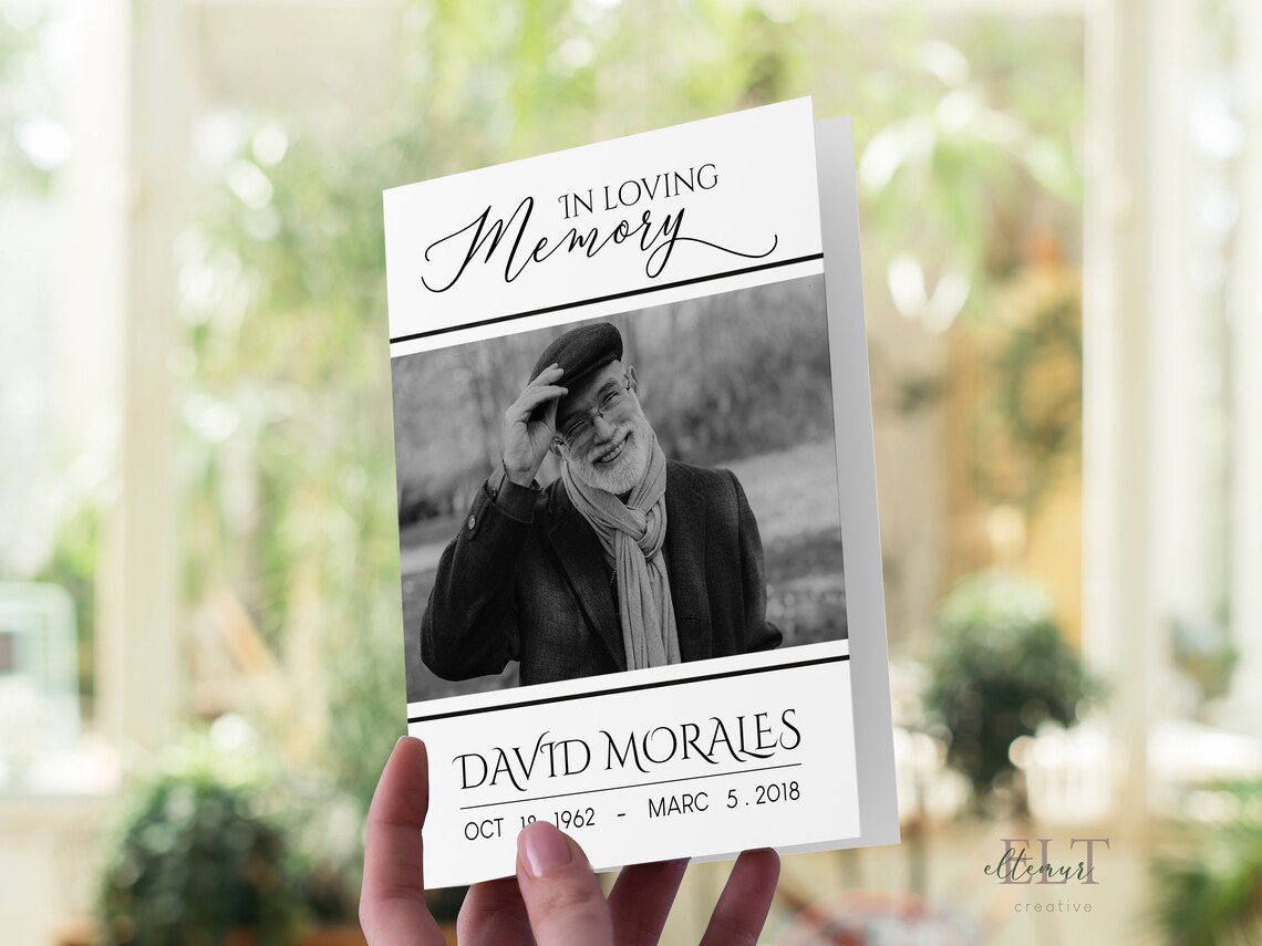 Funeral Obituary Program Template Black and White Etsy