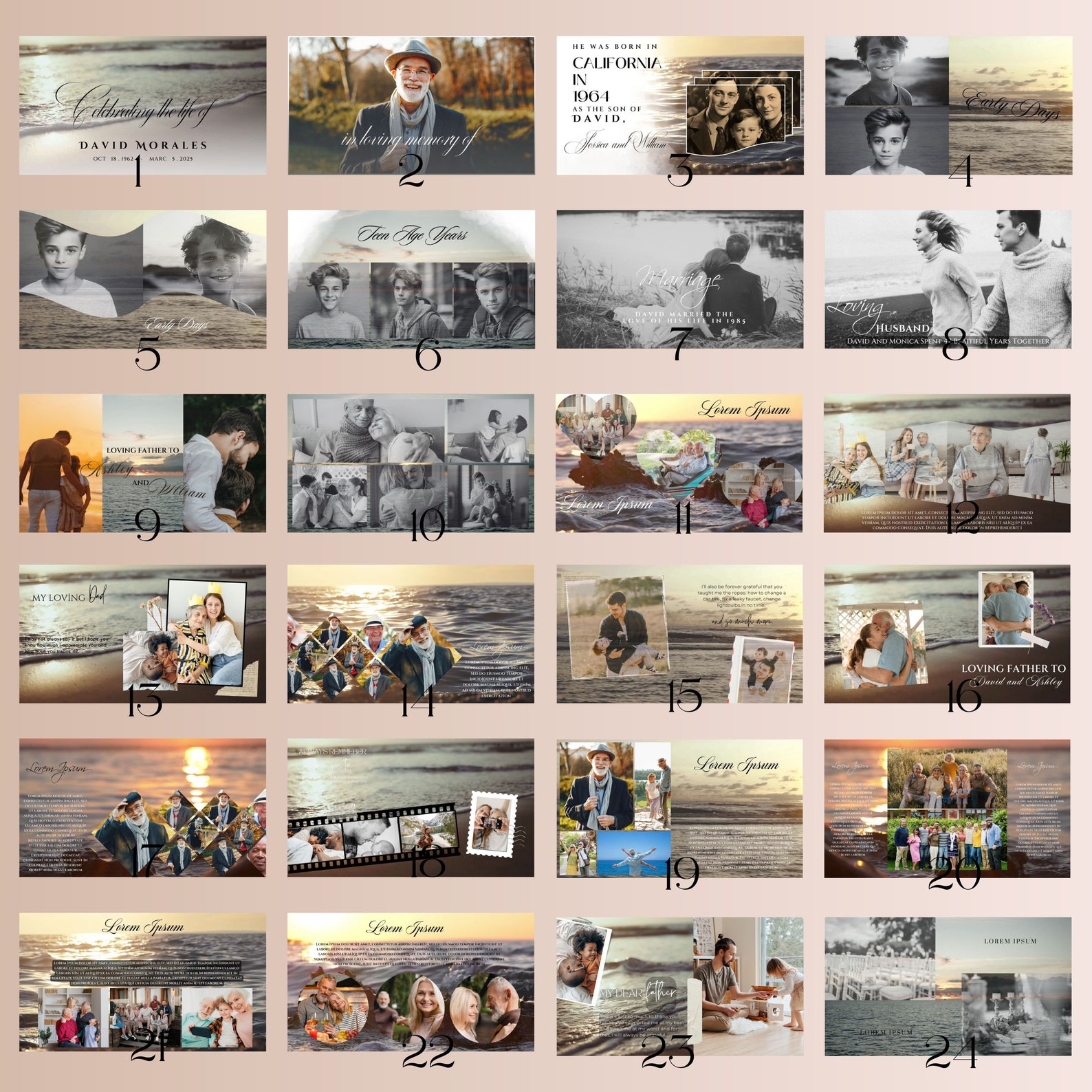 Sea and Beach Funeral Slideshow Template, Memorial Video, Celebration ...
