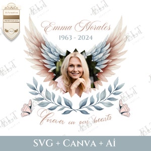 Forever In Our Hearts SVG / Angel Wings / T-shirt afdrukken / bestand knippen / Instant Download / In Loving Memory SVG / Canva - Ai - SVG