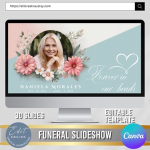 Funeral Slideshow Template, Canva + Powerpoint Slideshow,  Memorial Video, Celebration of Life Presentation, Edit yourself Slideshow
