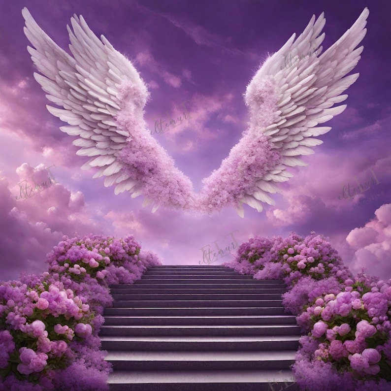 Purple Stairs Heaven, in Loving Memory PNG, Memorial Background ...