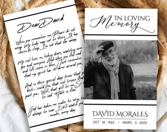 Funeral Prayer Card Template Black and White For Men and Women, Memorial Prayer Card, Editable Funeral Prayer Card  3"x5" & 2"x3,5" - F24 -