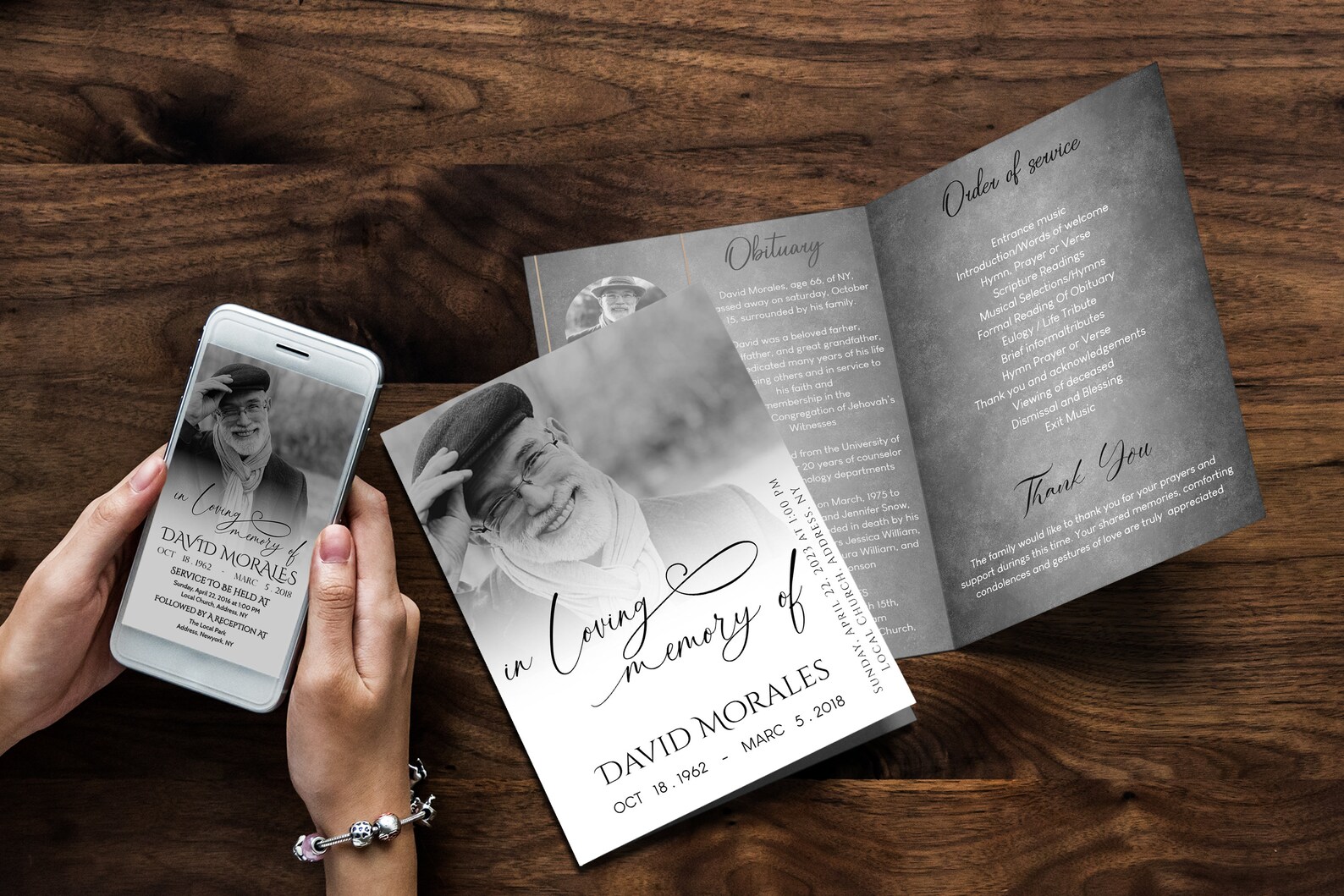 Black and White Funeral Program Template, Funeral Memorial Program ...