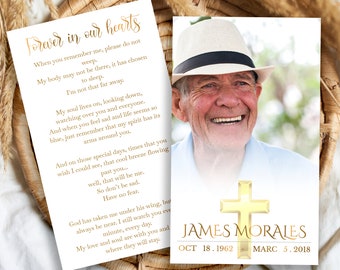 funeral prayer card template, for men and for women, l memorial prayer card, funeral prayer card printable 3"x5" & 2"x3,5" - 5''x7'' - F20 -