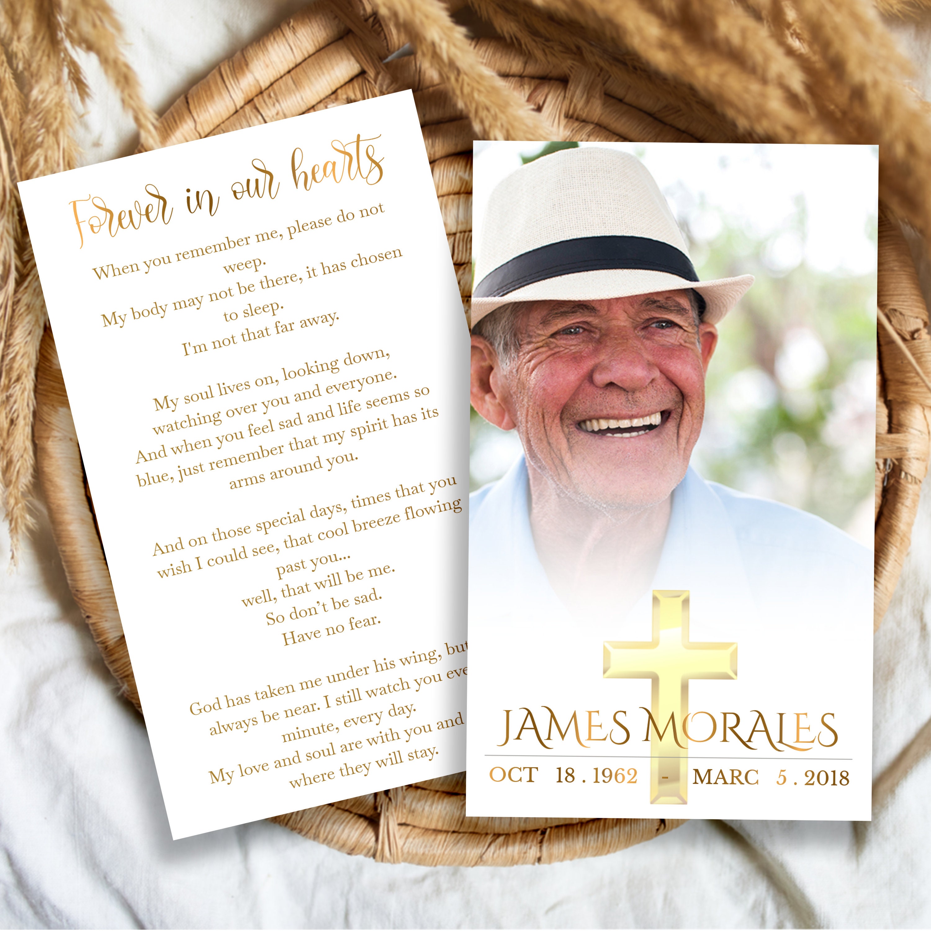Funeral Prayer Card Template, for Men and for Women, L Memorial Prayer