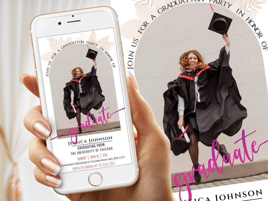 Digital Photo Invitation Graduation Party Editable Template College