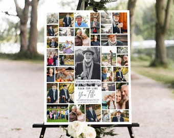 Funeral Welcome Sign, 8 Sizes (16x20''-18x24''-24x36''-20x30'' A1) 35 Photos Squares, Photo Collage Template, Storyboard Templates, Memorial