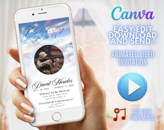 Funeral Video Invitation: Celebration of Life, Memorial Evite (Digital Download)