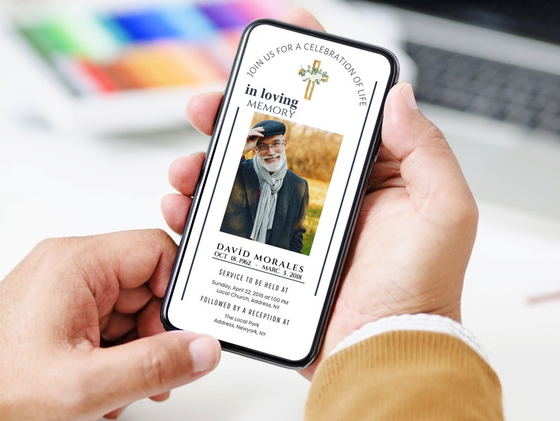 Modern Digital Photo Funeral Invitation Template Einvite Etsy