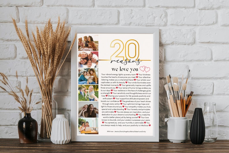 20 Reasons Why We Love You Photo Poster Template, Editable and