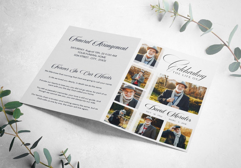 May include: A funeral program with a collage of photos of a man, the text "Celebrating the Life of David Morales" and the dates "Oct. 18, 1962 - March 5, 2018".