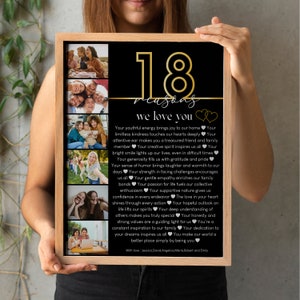 18 Gründe, warum wir dich lieben Poster mit Bildern Vorlage, schwarz druckbar 18.Geburtstagsgeschenk für Sie oder Ihn bearbeitbar, personalisierter 18.Geburtstag