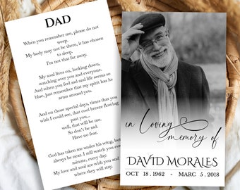 Funeral Prayer Card Template, Black and White Prayer Card, Memorial Prayer Card,   INSTANT DOWNLOAD   3&quot;x5&quot; & 2&quot;x3,5&quot;, 5&#39;x7&#39; - F19 -