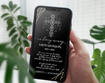 Funeral E-invite Black & White, Funeral Text Electronic Announcement, Electronic Funeral Invitation, Memorial Evite, Editable Evite