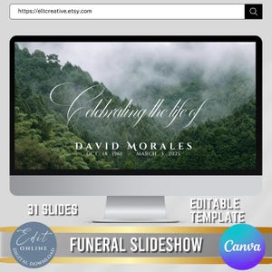 Mountain Forest Funeral Slideshow Template: Celebration of Life Photo Tribute (MP4 Downloadable File)