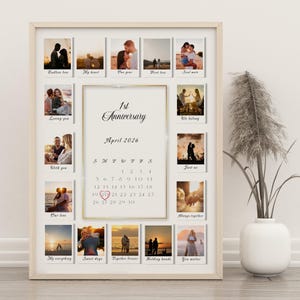 1 Year Anniversary Gift for Couple | Custom Polaroid Photo Collage | Printable Canva Template with 16 Photos | Boyfriend Girlfriend Keepsake