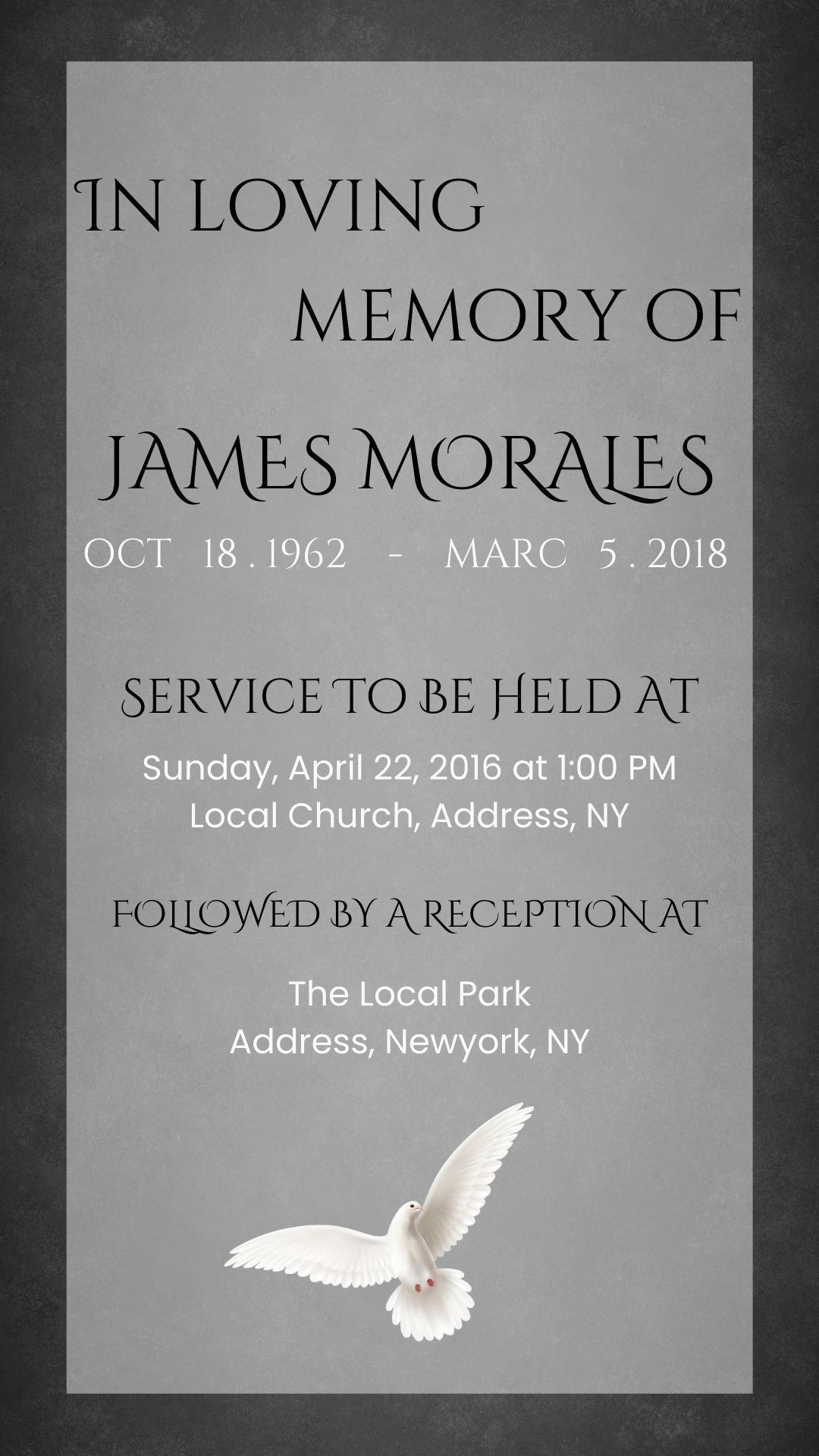 Funeral Video Einvite Black & White , Canva Edit , Funeral