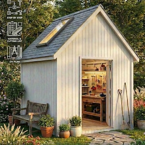 8x10 Tuinhuis Plannen - Doe-het-zelf PDF Opslag Schuur met Dakraam - Eenvoudige Houten Gereedschapsschuur Plannen