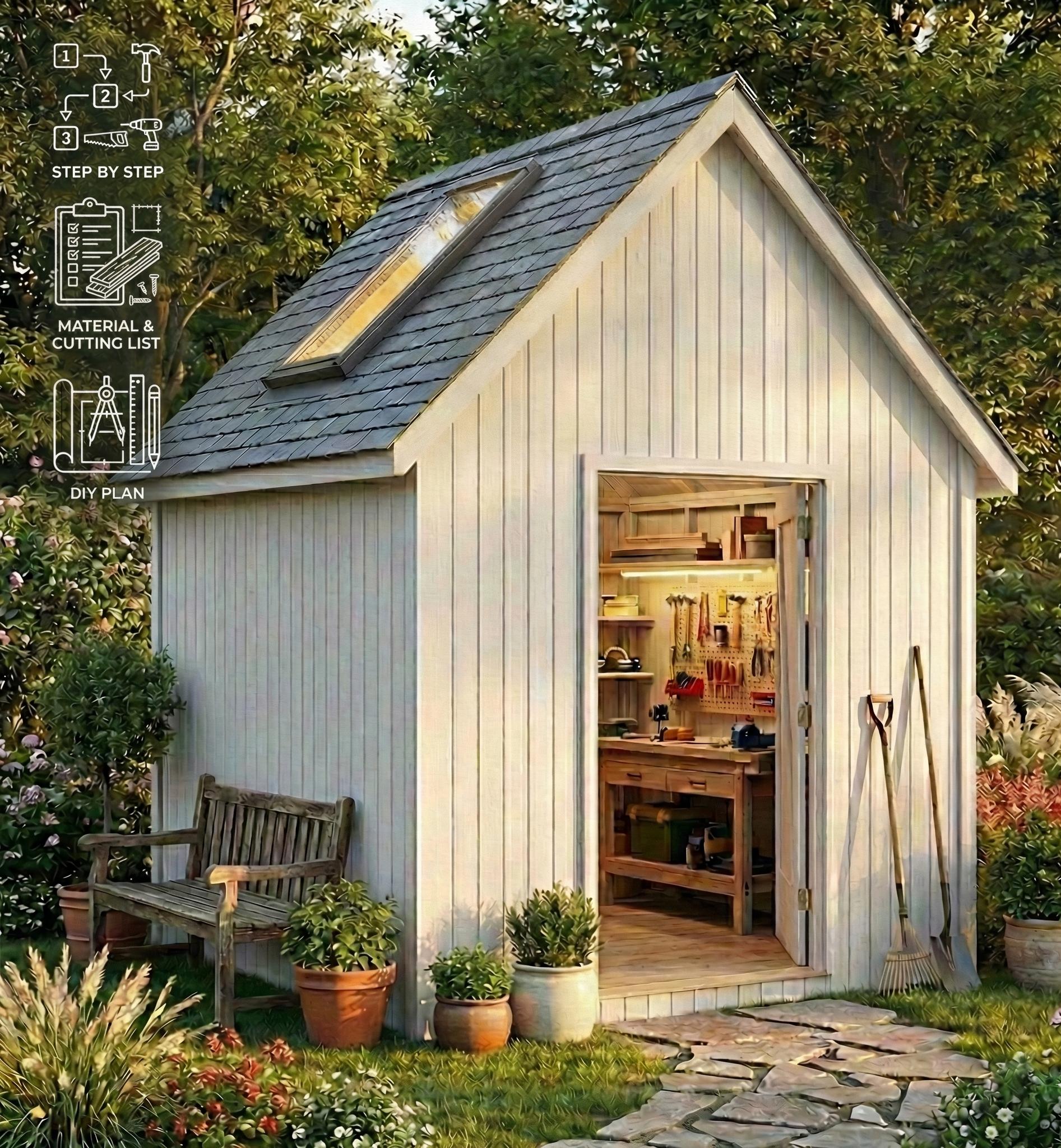 DIY 8x10 木造ガーデンシェッド PDF プラン - Etsy 日本