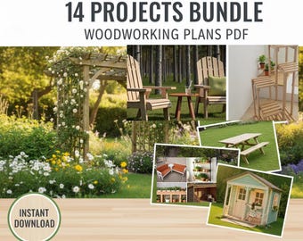 Woodworking Plans Bundle PDF (14 Projects) | Outdoor Furniture, Garden & Backyard DIY Plans | Digital Download