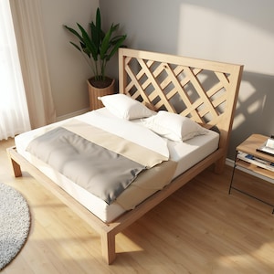 DIY King Size Platform Bed Frame Plan: Modern Headboard Blueprint (PDF Download
