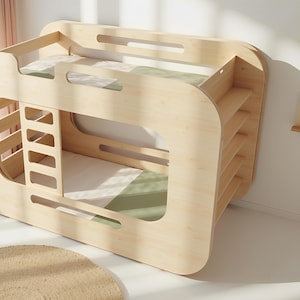 Montessori Bed Plan – Pod Bunk Bed Plan for Kids – Twin Over Twin DIY Modern Enclosed PDF Woodworking Plan